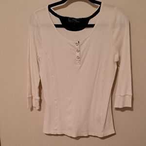 Ralph Lauren Cream Button-Front Blouse.  Size Large.